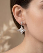 Star Burst Drop Stud Earrings Sterling Silver