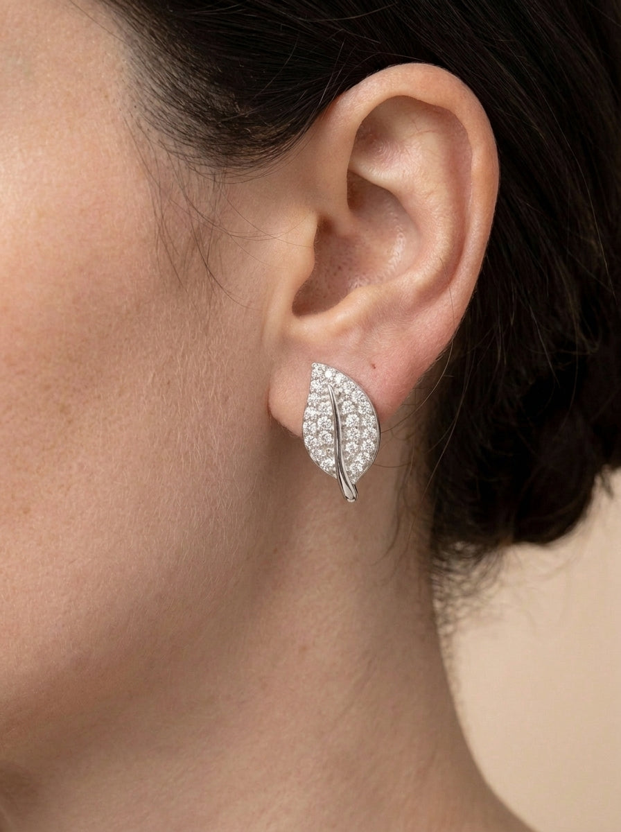 Leaf Stud Earrings Sterling Silver