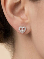 Princess Cut Heart Earrings Sterling Silver