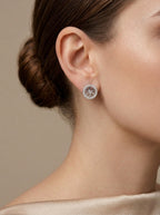 Snowflake Halo Stud Earrings Sterling Silver